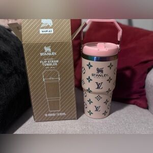 Stanley Pink Patterned Tumbler with Flip Straw